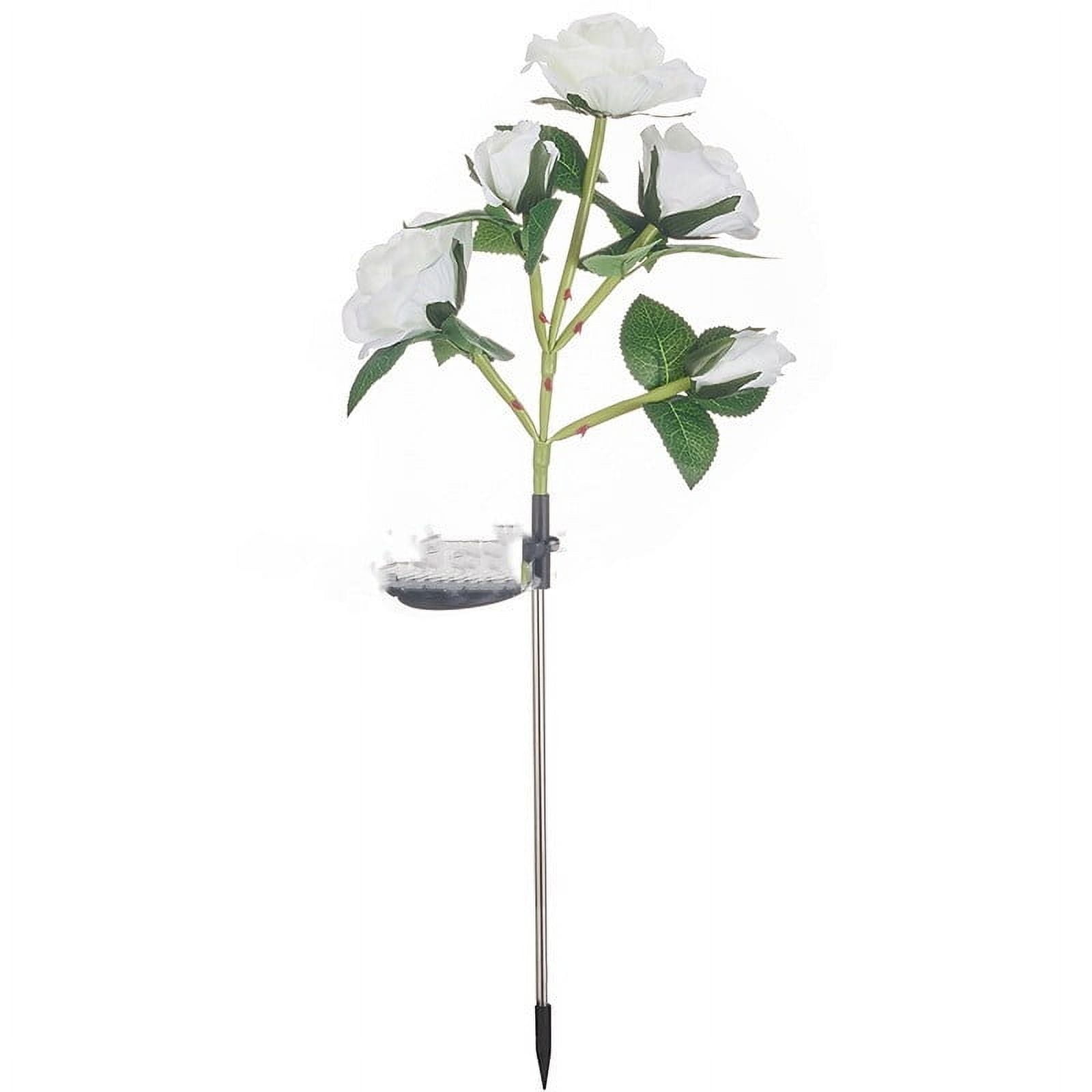 mtvxesu Fake Flowers, Led Solar Rose Garden Lights, Waterproof Flower ...