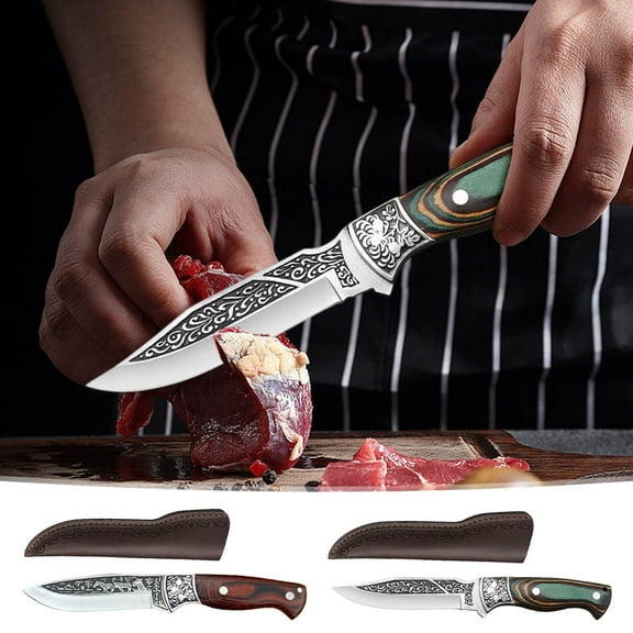 mtvxesu Hand-Forged Boning Knife With Sheath, 3Mm Thick Blade, Wood Handle, For Camping, Outdoor Cooking, And Meat Cutting, Includes 1 Knife And 1 Cover