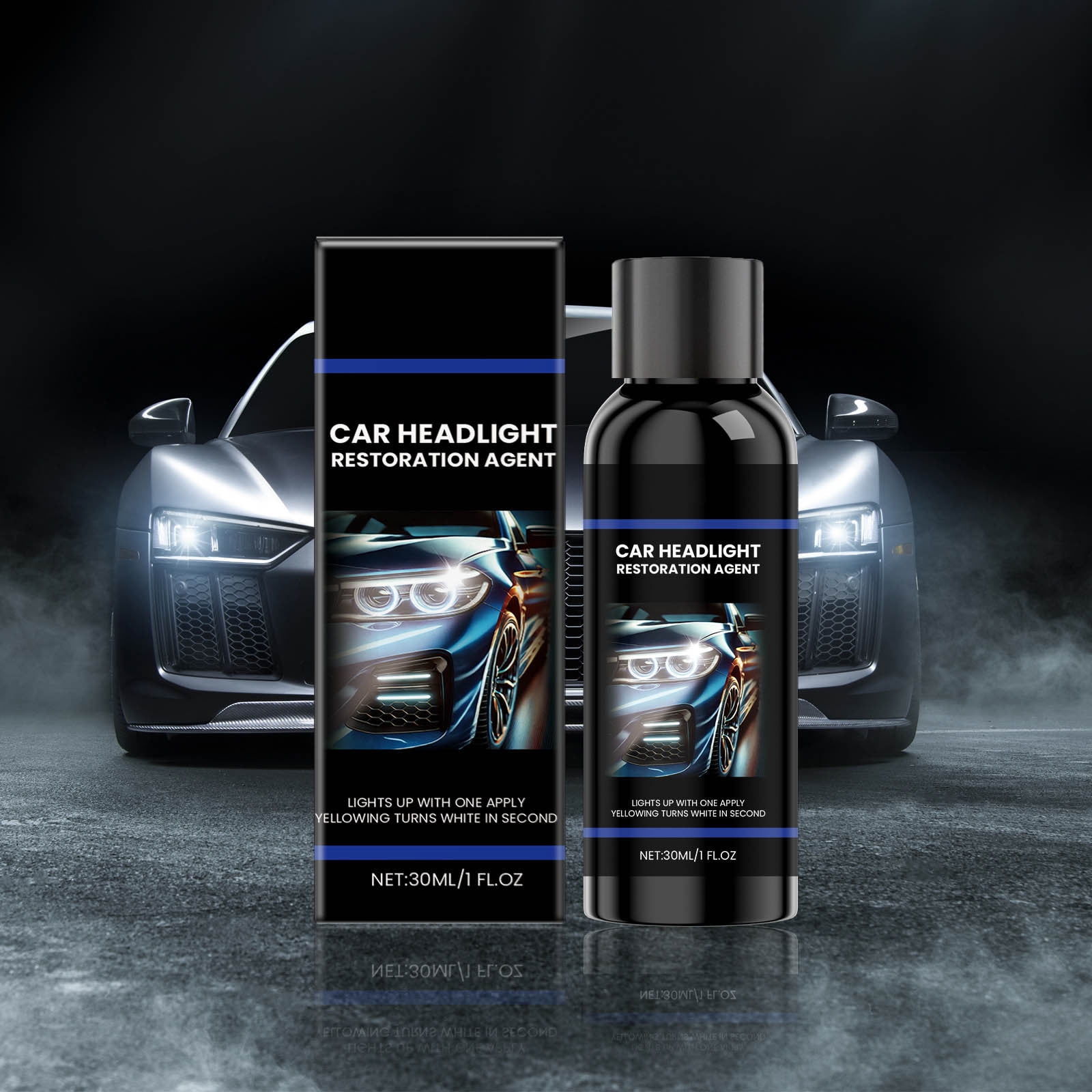 mtvxesu Headlight Restoration Kit 30ml Car Headlight Polish Cleaner Removes Fogging Yellowing UV Protection Easy Application Works on All Vehicles Long-Lasting Clarity Maintenance Solution