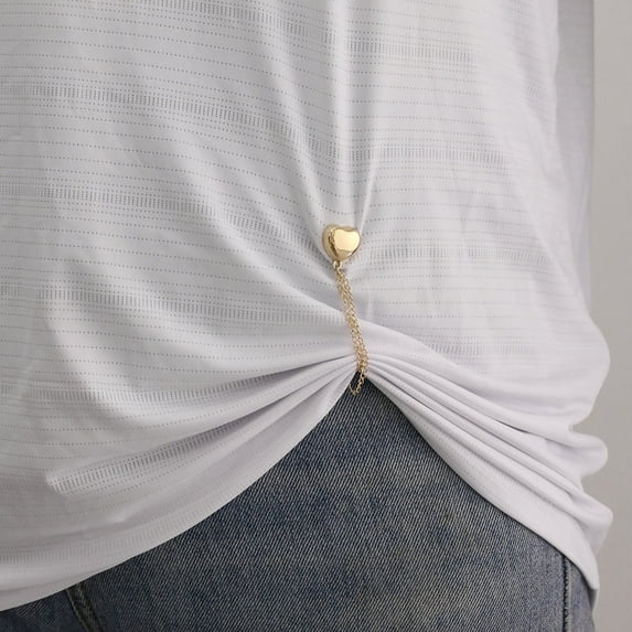 Heart Chain Magnetic Buckle | Metal Clasp Fastener | Adjustable Hem Clip | Secure Magnetic Closure | Wardrobe & Crafting Essential | 4.52X0.51 Inches