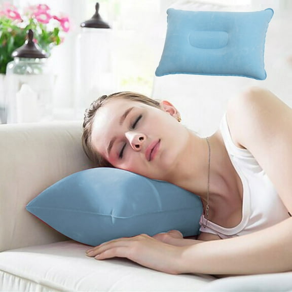 Plush Rectangular Inflatable Pillow for Napping, Camping, and Travel - Portable Pvc Cushion with Neck Support