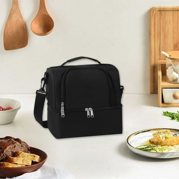 Insulated Lunch Bag with Double Compartment, 3-Layer Thermal Protection, Large Capacity Cooler Tote for Work, Picnic, Travel, Holds up to 12 Cans