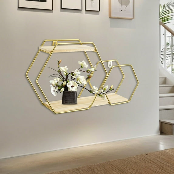 mtvxesu Iron Wall Mount Shelf For Living Room Storage And Decor, No Drill Hanging Basket Organizer, 1-Pack