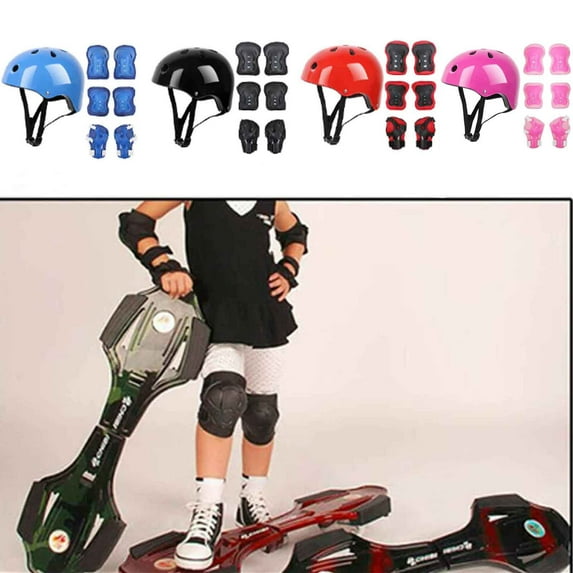 mtvxesu S Bike Helmet, 7PCS/Set Helmet Knee Elbow Pad Cycling Skate Bike Protecs