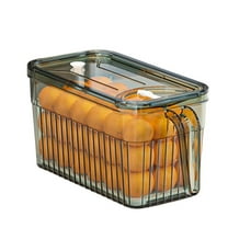 mtvxesu Kitchen Refrigerator Organizer Containers, Stackable Food Storage Container with Lid Handle, Fresh Container with Basket Flash Deals