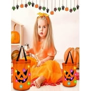 mtvxesu LED Light Halloween Candy Bags, Kids' Favors & Halloween Supplies Light up Go Trick-or-Treating Party Bags, Multipurpose Reusable Halloween Gifts Bucket