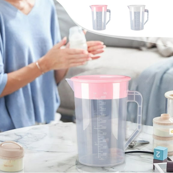 mtvxesu Large Capacity 2000Ml Clear Plastic Pitcher With Lid For Home Office Or Milk Tea Store Measuring Cup Cooler Jug 1-Pack
