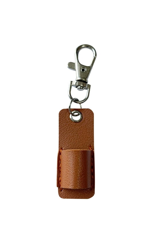 Leather Hangable Pen Case With Keychain Attachment For Office Use, 1 Count
