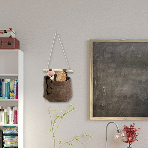 Linen Fabric Wall Hanging Organizer Bag with Pockets for Kitchen, Bedroom, Office Storage