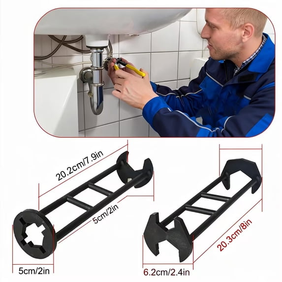 mtvxesu 2pcs Multifunctional Sink Wrench Tool, 360° Rotating Socket Head Basin Faucet Wrench, Faucet Tools Under Sink Wrench Faucet Tool for Tight Spaces Kitchen Bathroom Portable Installation Tool