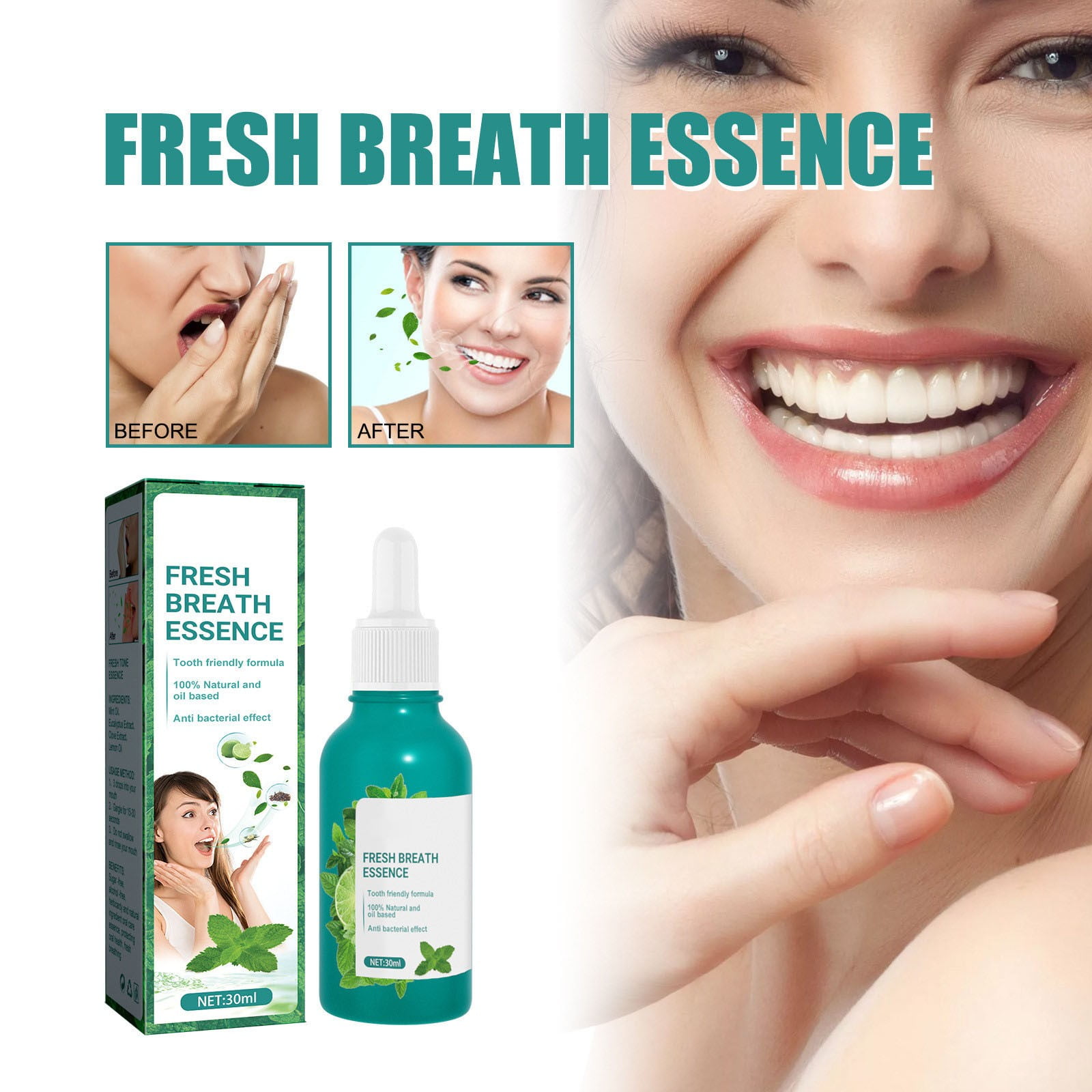 mtvxesu Oral Care, Fresh Breath Drops Peppermint Mouth Freshener Bad Breath Eliminator Travel Size 30Ml For Instant Freshness And Oral Hygiene On The Go On Sale