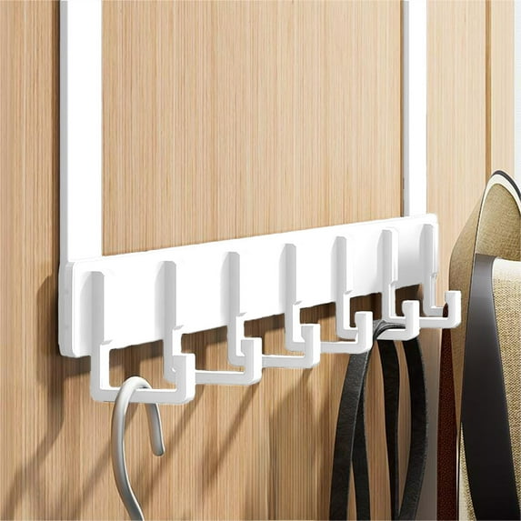 mtvxesu Over The Door Hanger With 6 Hooks, No Drill Aluminum Towel Rack For Bathroom Bedroom Closet Organization, 1-Pack