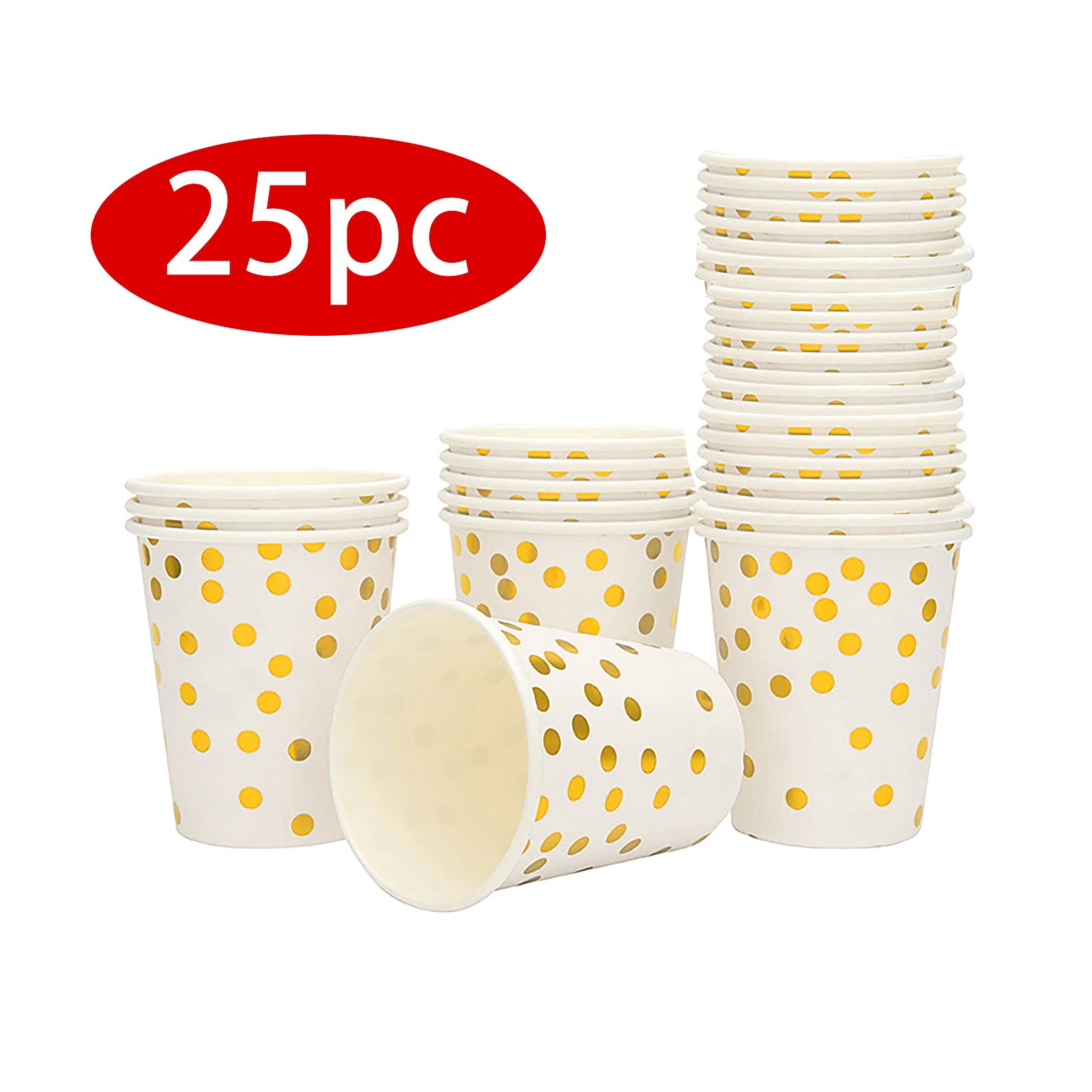 mtvxesu Paper Cups, 25PCS Party Supplies Set Disposable Gold Point ...