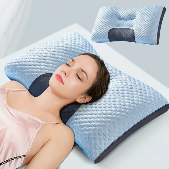 mtvxesu Pillows Standard Size Set of 4, Soft and Non Collapsing Core Protects The Cervical Spine and Helps Sleep. Adult and Student Household Massage Pillows Set Pillows for Bed Up to 65% Off