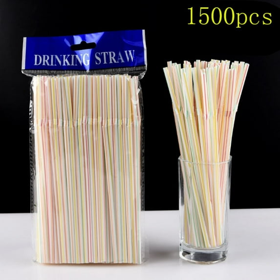 mtvxesu Plastic Disposable Straws,1500pc Colorful Long Flexible Drinking Straws Smoothie Straws for Home Use Milk Juice Drinks
