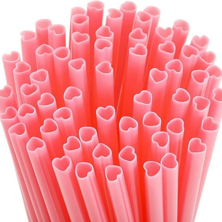 Red Plastic Disposable Straws - 50 Pack Christmas Party Supplies, 9.84 Inch Holiday Drinking Straws for Beverages, Cocktails & Celebrations
