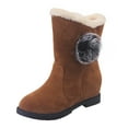 thumbnail image 1 of mtvxesu Boots Winter Boots for Women, Comfortable Slip on Mid Chunky Heel Suede Warm Snow Ankle Boots Outdoor Shoes Yellow 4.5, 1 of 7