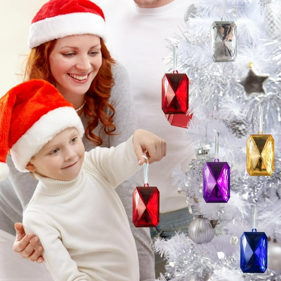 mtvxesu Shimmering Plastic Gemstone Pendants For Christmas Tree Ornaments, Holiday Decorations, And Party Displays, 1.5X7X4Cm, 1 Piece