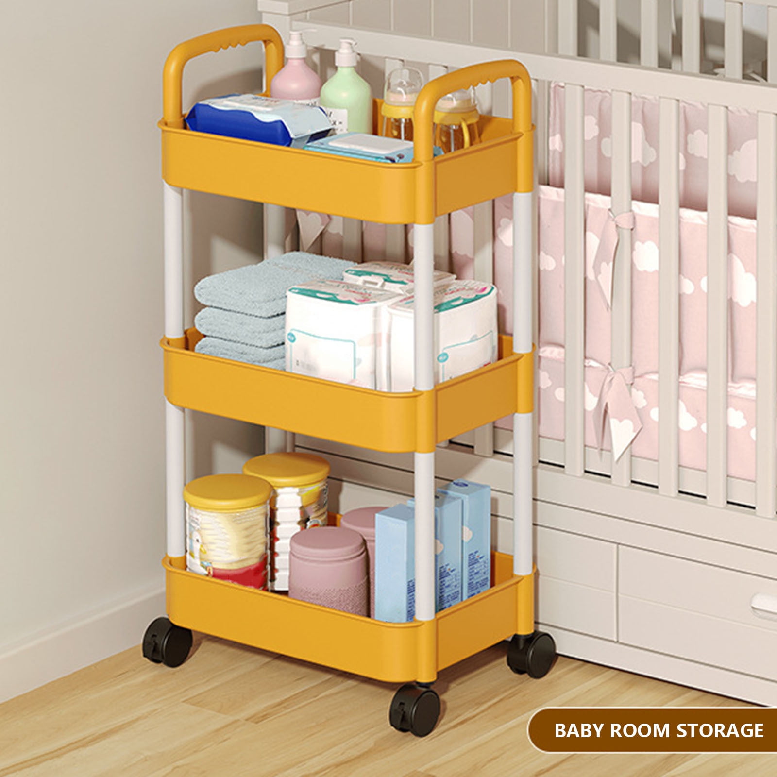 mtvxesu Small Storage Shelf, 3-Tier Rolling Storage Cart with Wheels ...