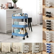 mtvxesu Small Storage Shelf, 3-Tier Rolling Storage Cart with Wheels- Plastic Multi-room Organizer for Kitchen- Living Room-Office -Bathroom Garage Storage Rack Final Markdown