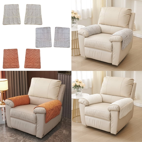 mtvxesu Sofa Armrest Covers With Storage Pocket, 2-Pack Fabric Protector Pads For Living Room Furniture