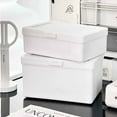 thumbnail image 1 of mtvxesu Storage Containers for Organizing, Rectangular Flip Lid Plastic Storage Box, White Desktop Organizer, Stationery & Material Storage, 18x12x7cm/18x12x10cm, Durable & Stylish, 1Pcs, 1 of 7