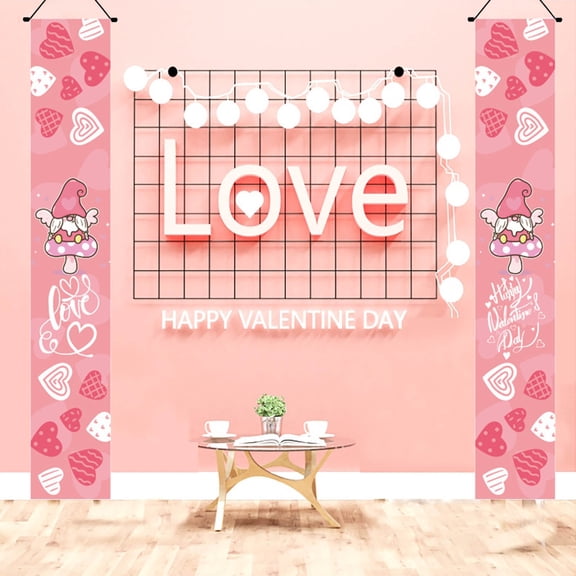 mtvxesu Valentine'S Day Hanging Banner Decorations For Outdoor Indoor Front Door Wedding Anniversary Party Supplies, Polyester, 71" X 12", Set Of 2