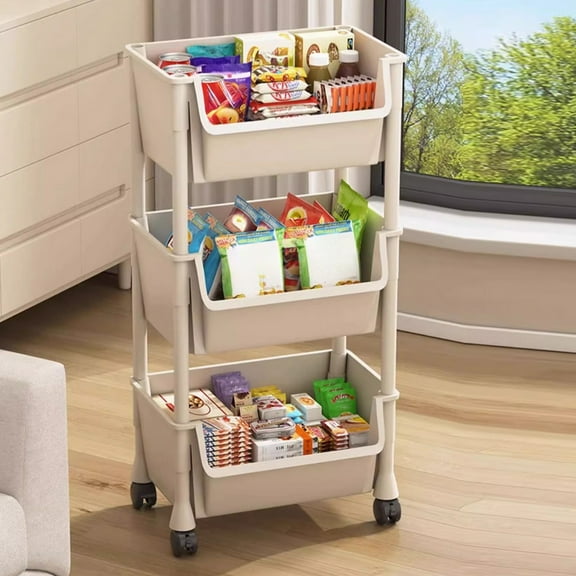 mtvxesu Versatile 4-Tier Gray Plastic Storage Cart with Universal Casters 95x30x20cm for Kitchen Living Room Bathroom and Toy Organization Easy to Clean and Move Sturdy Construction Ventilated Shelve