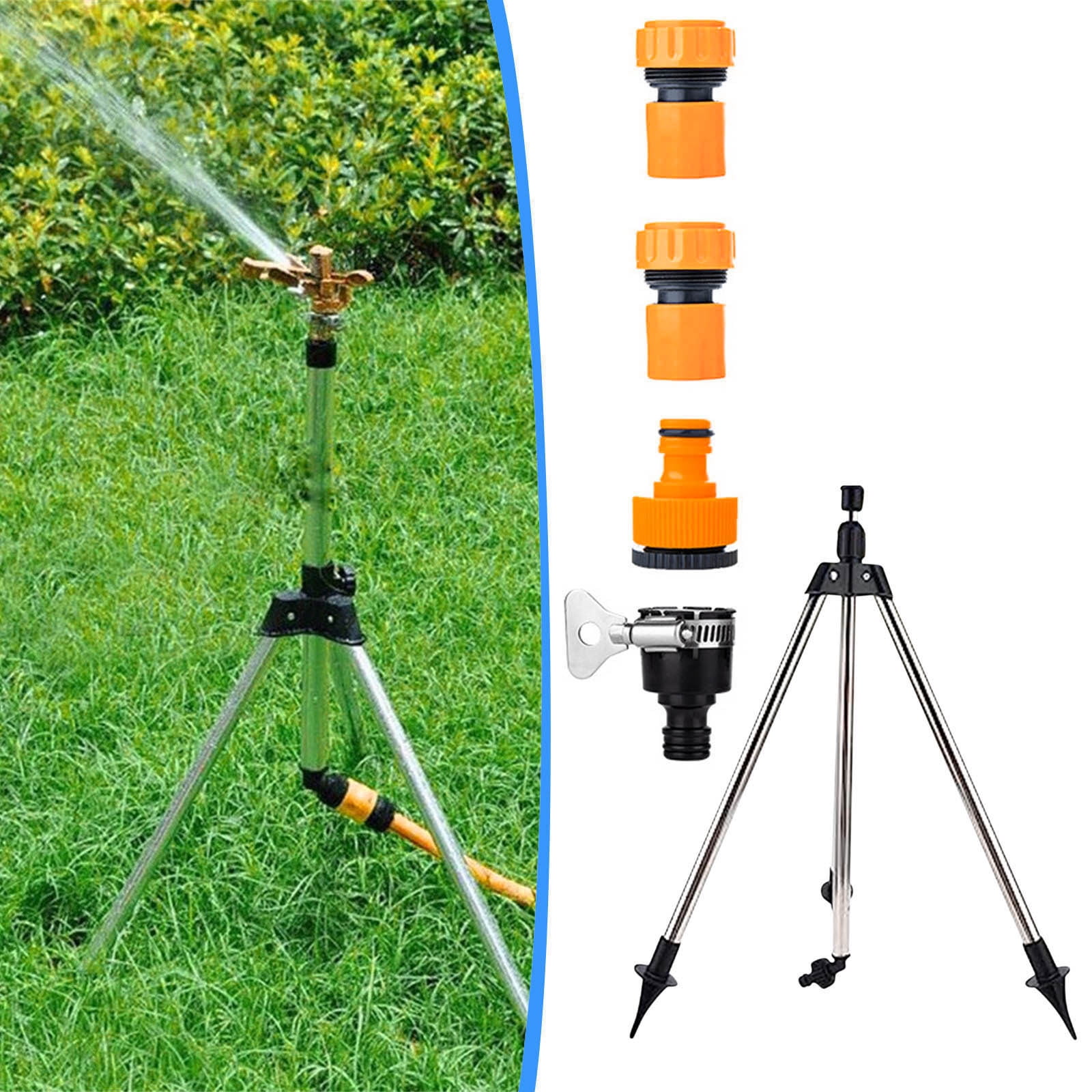 mtvxesu Water Sprinkler for Lawn, Rotating Tripod Sprinkler, Stainless ...