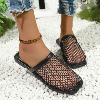 サンダル・ミュール Fishnet Mesh Leather Sandal Fishnet Sandals