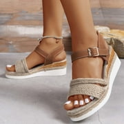 MTVXESU Womens Dress Sandals, Women's Summer Size Wedge Fish Mouth Roman Sandals Cute Sandals for Women Dressy Sandals