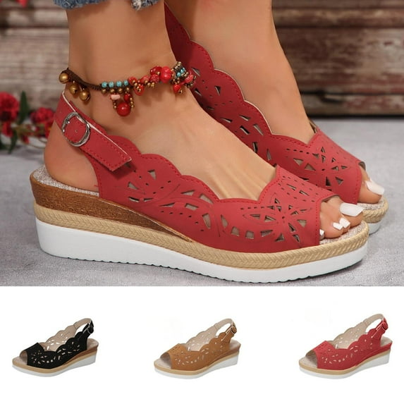 mtvxesu Womens Dress Sandals, Women's Summer Size Wedge Fish Mouth Roman Sandals Cute Sandals for Women Dressy Sandals Limited Time Offer