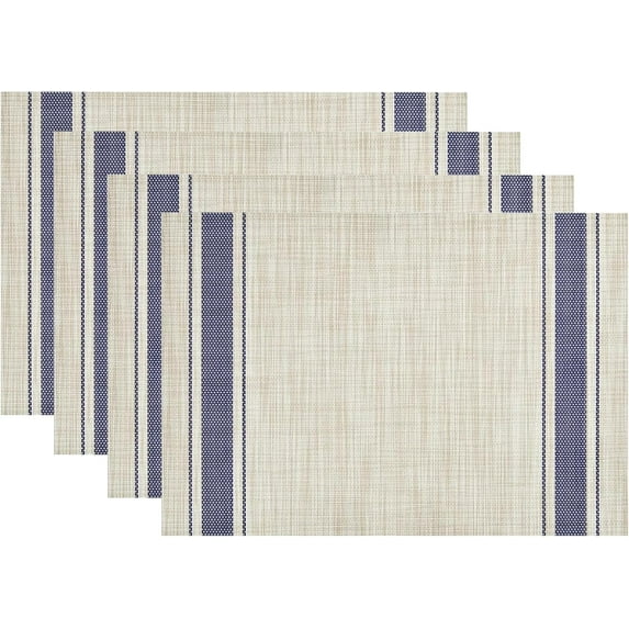 mubwai Beige Placemats Set of 4, 12x18 Inch Heat Resistant Non-Slip Washable Durable Table Placemats for Holiday Party Kitchen Dining Room Decoration