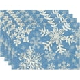 thumbnail image 1 of mubwai Blue Snowflakes Christmas Placemats for Dining Table, 12 x 18 Inch Seasonal Winter Washable Table Mats Set of 4, 1 of 6