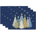 thumbnail image 1 of mubwai Christmas Placemats 12x18 Inch Set of 4, Xmas Trees Snowflakes Winter Seasonal Holiday Farmhouse Kitchen Dining Table Decoration for Indoor Outdoor Dinner Party Décor (Blue) GP126-18, 1 of 7