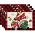 thumbnail image 1 of mubwai Gnome Believe Xmas Balls Christmas Placemats Set of 4, 12x18 Inch Seasonal Black and Red Winter Snowflake Table Mats for Party Kitchen Dining Decoration, 1 of 6