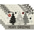 thumbnail image 1 of mubwai Gray Pine Trees Balls Merry Christmas Placemats Set of 4, 12x18 Inch Winter Xmas Table Mats for Party Kitchen Dining Decoration, 1 of 6