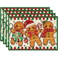 thumbnail image 1 of mubwai Green Gingerbread Candy Cane Christmas Placemats for Dining Table, 12 x 18 Inch Seasonal Winter Washable Table Mats Set of 4, 1 of 6