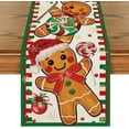 thumbnail image 1 of mubwai Green Gingerbread Candy Cane Christmas Table Runner, Seasonal Winter Kitchen Dining Table Decoration for Home Party Decor 13x72 Inch, 1 of 7