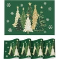 thumbnail image 1 of mubwai Green Xmas Trees Vinyl Christmas Placemats Set of 4, 12x18 Inch Washable Plastic Non-Slip Woven Winter Table Mats for Party Kitchen Dining Decor, 1 of 7
