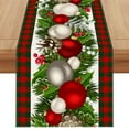thumbnail image 1 of mubwai Linen Red and Green Buffalo Check Plaid Christmas Table Runner 36 Inches Long Farmhouse Winter Christmas Xmas Holiday Home Kitchen Table Decorations, 1 of 6