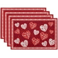 thumbnail image 1 of mubwai Love Heart Placemats Set of 4, Valentines Day Red White Hearts Print Linen Place Mat 12x18 Inch, Romantic Non-Slip Washable Table Mats Kitchen Dining Tabletop Holiday Party Wedding Decor, 1 of 8