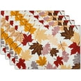 thumbnail image 1 of mubwai Maple Leaf Placemats Set of 4 for Kitchen Dining, Colorful Fall Autumn Thanksgiving Leaves Non-Slip Washable Linen Place Table Mat 12x18 Inches for Tabletop Holiday Party Home Decor, 1 of 8