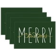 thumbnail image 1 of mubwai Merry Christmas Gold Placemats 12x18 Inch Set of 4 Xmas Winter Holiday Place Mats for Home Party Kitchen Dining Table Decorations Green, 1 of 5
