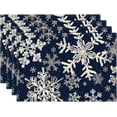 thumbnail image 1 of mubwai Navy Blue Snowflakes Winter Placemats Set of 4, 12x18 Inch Christmas Table Mats for Party Kitchen Dining Decoration, 1 of 7