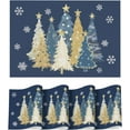thumbnail image 1 of mubwai Navy Blue Xmas Trees Vinyl Christmas Placemats Set of 4, 12x18 Inch Washable Plastic Non-Slip Woven Winter Table Mats for Party Kitchen Dining Decor, 1 of 7