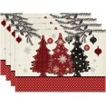 thumbnail image 1 of mubwai Pine Trees Snowflake Polka Dot Merry Christmas Placemats for Dining Table, 12 x 18 Inch Seasonal Winter Washable Table Mats Set of 4, 1 of 6