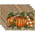 thumbnail image 1 of mubwai Polka Dot Pumpkins Vine Thanksgiving Placemats Set of 4, 12x18 Inch Seasonal Fall Table Mats for Party Kitchen Dining Decoration, 1 of 6