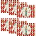 thumbnail image 1 of mubwai Red Diamond Plaid Nutcracker Snowflake Christmas Placemats Set of 6, 12x18 Inch Winter Table Mats for Home Party Kitchen Dining Decor, 1 of 6