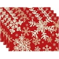 thumbnail image 1 of mubwai Red Snowflakes Christmas Placemats for Dining Table, 12 x 18 Inch Seasonal Winter Washable Table Mats Set of 4, 1 of 6